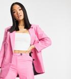 Asos Design Petite Single Breasted Slim Dad Suit Blazer In Perfect Pink