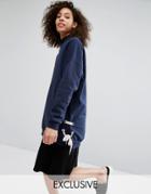 Monki Exclusive Bow Sweater - Navy