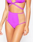 Asos Mix And Match Mesh Insert High Waist Bikini Bottom - Purple