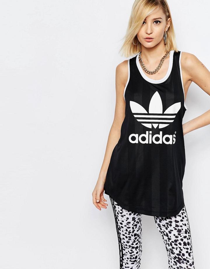 Adidas Originals Drapey Athletic Tank With Trefoil Logo - Black