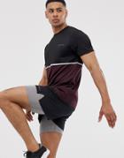 Asos 4505 Training T-shirt With Contrast Panel And Quick Dry - Multi