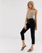 Asos Design Slim Casual Pants With Western Stitching - Black