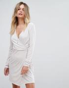 Vila Velvet Wrap Dress - Tan