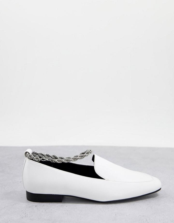 Asos Design Matter Ankle Chain Loafers In White