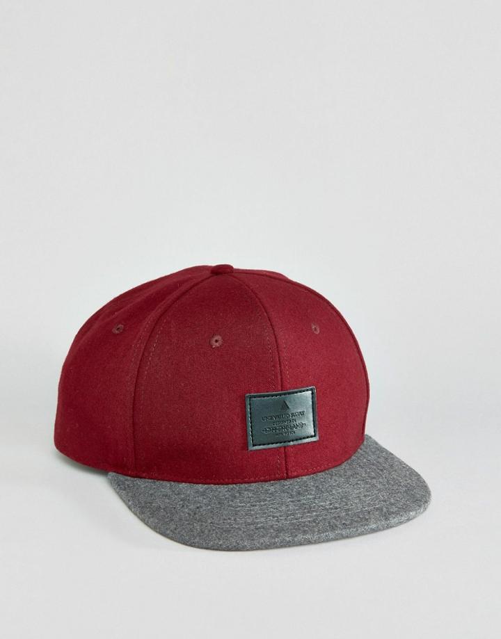 Asos Snapback Cap With Melton Contrast - Red