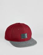 Asos Snapback Cap With Melton Contrast - Red