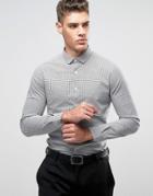 Asos Skinny Shirt In Black Grid Check - Black