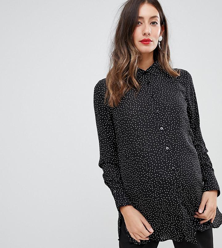 New Look Maternity Polka Dot Shirt - Black