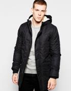 Minimum Hooded Coat With Teddy - Black