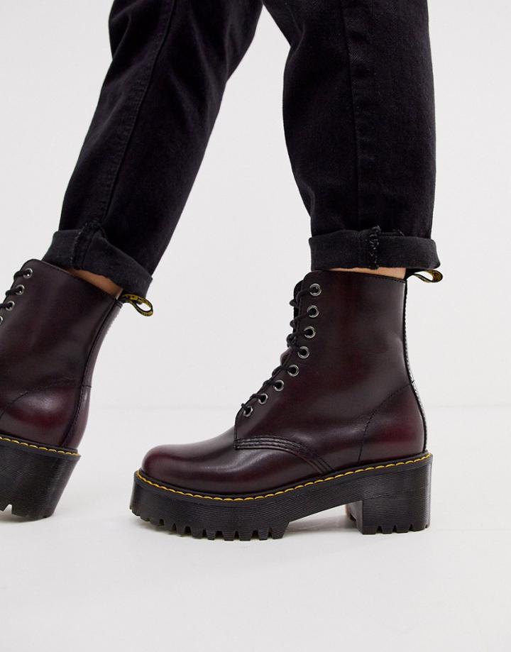 Dr Martens Shriver Hi Wyoming Heeled Ankle Boots In Burgundy-red