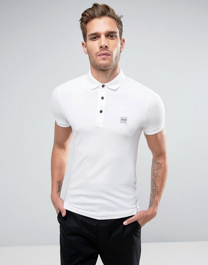 Boss Orange By Hugo Boss Pavlik Slim Fit Logo Polo Shirt White - White