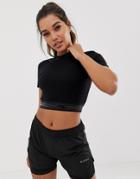 Asos 4505 Long Crop Training Tee With Elastic Hem - Black