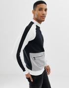 Only & Sons Sweatshirt With Mixed Panels And Front Pockets - Black