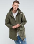 Abercrombie & Fitch Hooded Parka Cotton/nylon In Olive - Green