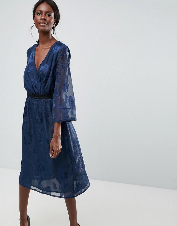 Y.a.s Printed Midi Dress - Blue
