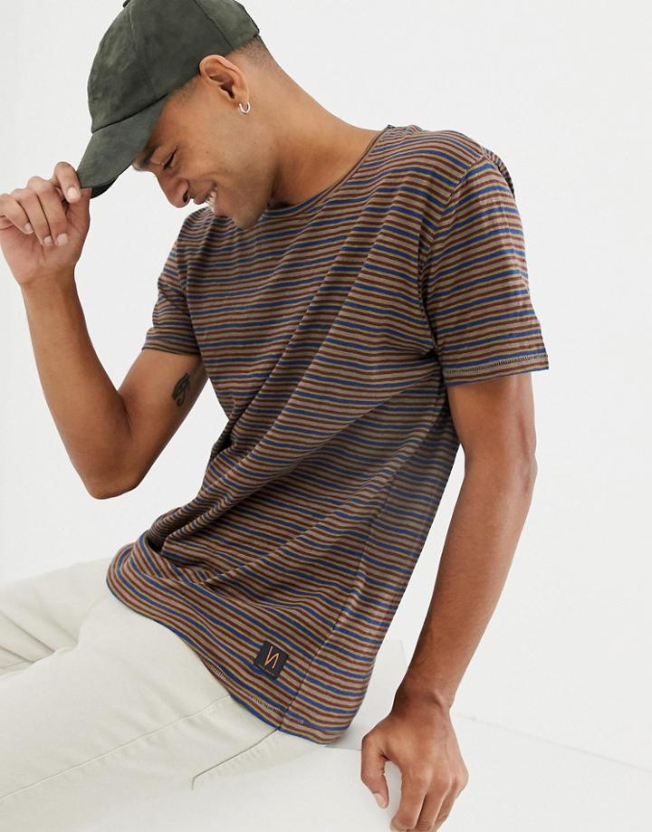 Nudie Jeans Co Anders Stripe T-shirt In Green - Green