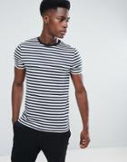Asos Design Stripe T-shirt In Navy And White
