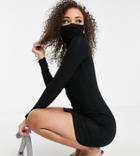 Fashionkilla Exclusive Body-conscious Dress With Added Face Covering Option In Black