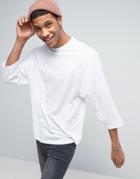 Asos Oversized T-shirt With Tapered Sleeve In White - White
