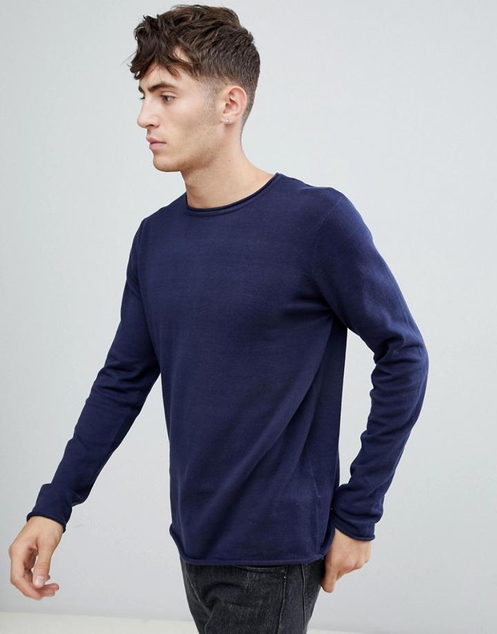 D-struct Crew Neck Sweater - Navy