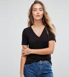 Asos Tall The New Forever T-shirt With Short Sleeves And Dip Back - Black