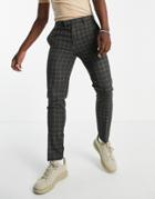 River Island Skinny Check Pants In Gray-grey
