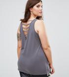 New Look Curve Back Detail Top - Gray
