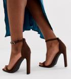 Missguided Illusion Barely There Heel With Square Toe In Chocolate - Brown