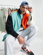 Asos Design Extreme Oversized Fleece Shirt In Bright Color Block-multi