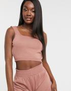 Fashionkilla Knitted Built Up Crop Top In Rose-pink