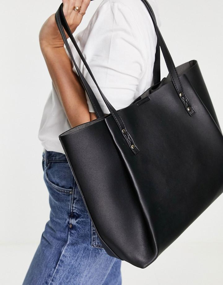 Asos Design Tote Bag With Laptop Compartment In Black