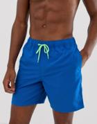 Asos Design Swim Shorts In Blue In Mid Length - Blue