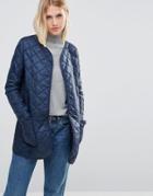 Cooper & Stollbrand Quilted Bomber Jacket In Navy - Navy