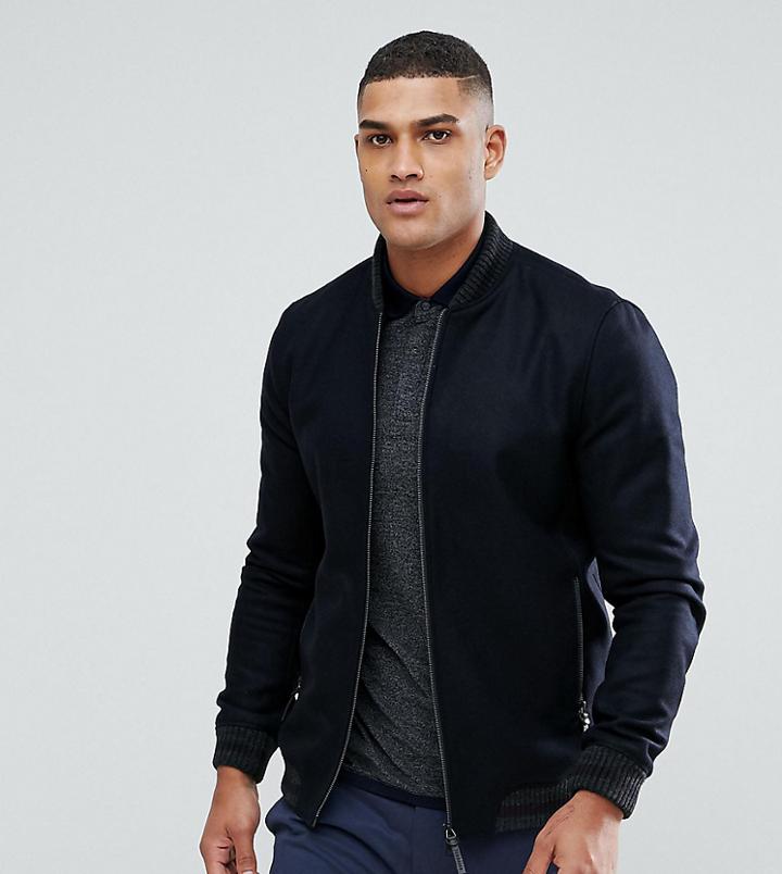 Ted Baker Tall Boiled Wool Bomber - Navy