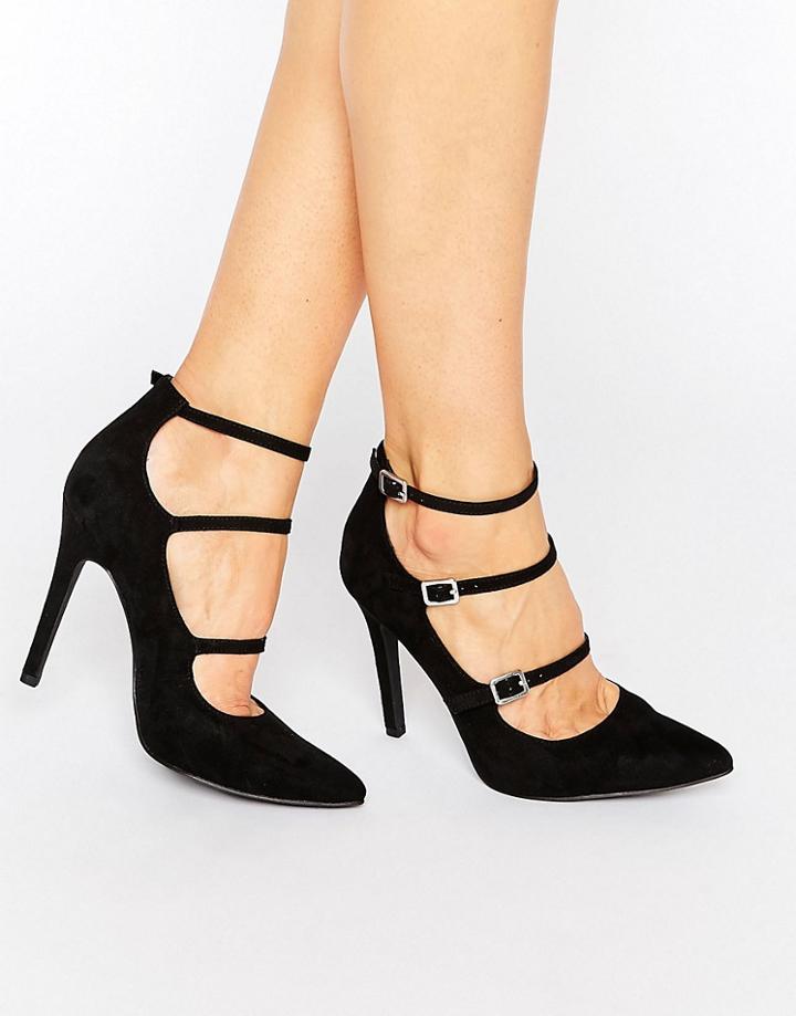 New Look Triple Strap Pointed Heel - Black