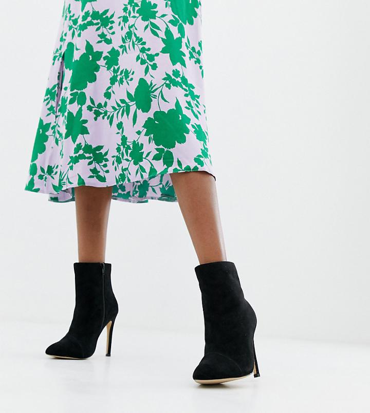 London Rebel Wide Fit Stiletto Ankle Boots - Black