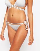 Asos Mix And Match Silver Mesh Insert Micro Ruched Tie Side Brazilian Bikini Bottom