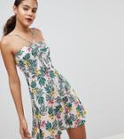 Fashion Union Tall Cami Swing Dress In Tropical Print - Multi