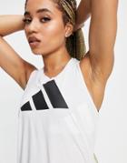 Adidas Training Tank With Large Logo In White