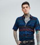 Reclaimed Vintage Inspired Muscle Shirt In Navy Zig Zag - Navy