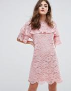 Miss Selfridge Ruffle Lace Shift Dress - Multi