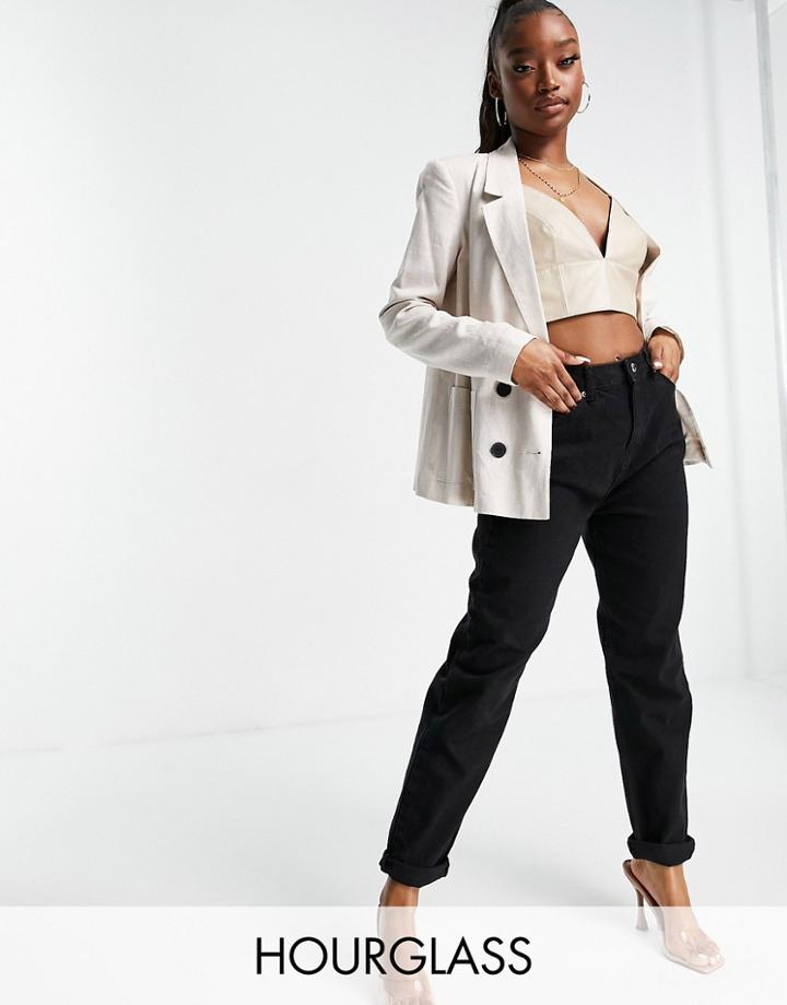 Asos Design Hourglass High Rise 'original' Mom Jeans In Black
