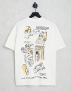 Pull & Bear Graphic Comic Back Print T-shirt In White