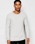 Solid Knitted Waffle Sweater - Gray