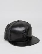 New Era 9fifty Snapback Cap Faux Leather Ny Yankees - Black