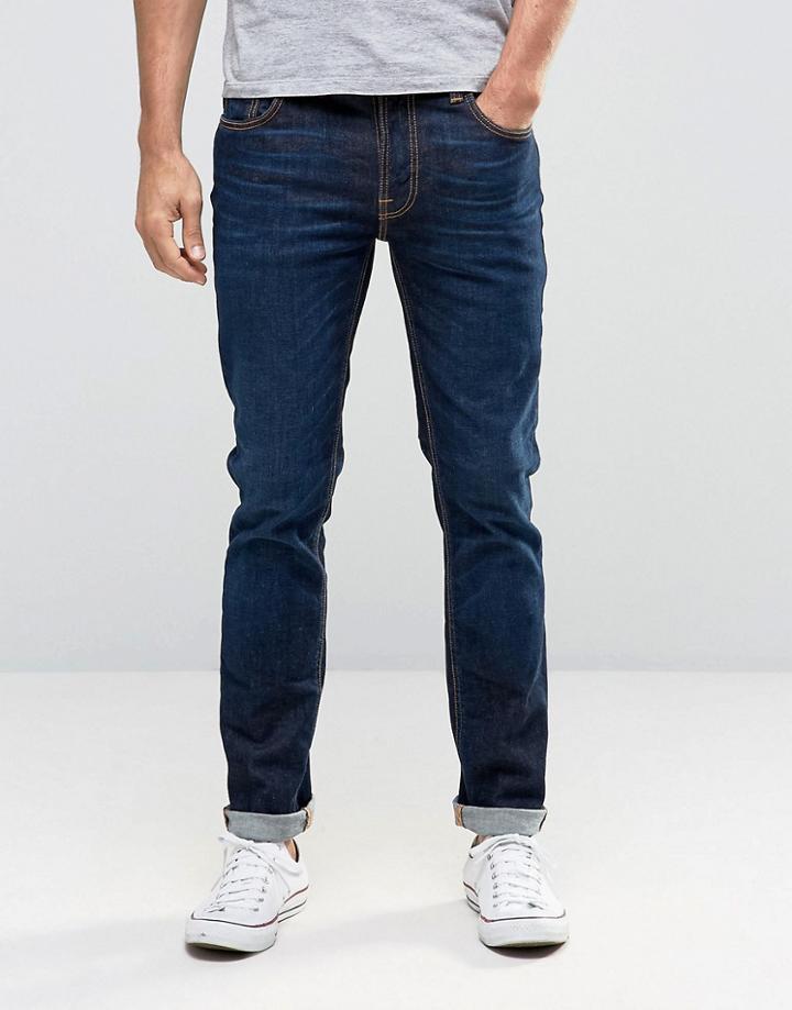 Nudie Thin Finn Slim Jeans Dark Navy Dip - Navy