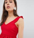 New Look Frill Crop Top-red