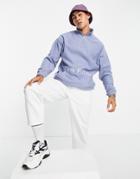 Asos Dark Future Oversized Polar Fleece Sweatshirt With Half Zip With Chest And Back Embroidery In Blue-grey