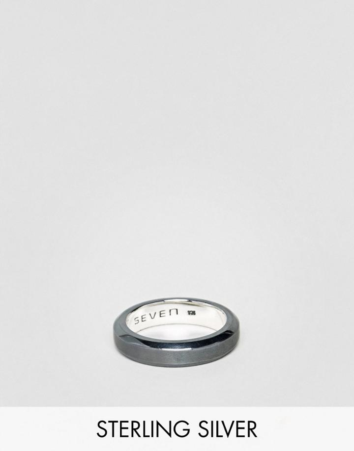 Seven London Sterling Silver Band Ring In Gray - Silver
