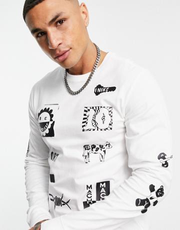 Nike A.i.r. Graphic Long Sleeve T-shirt In White